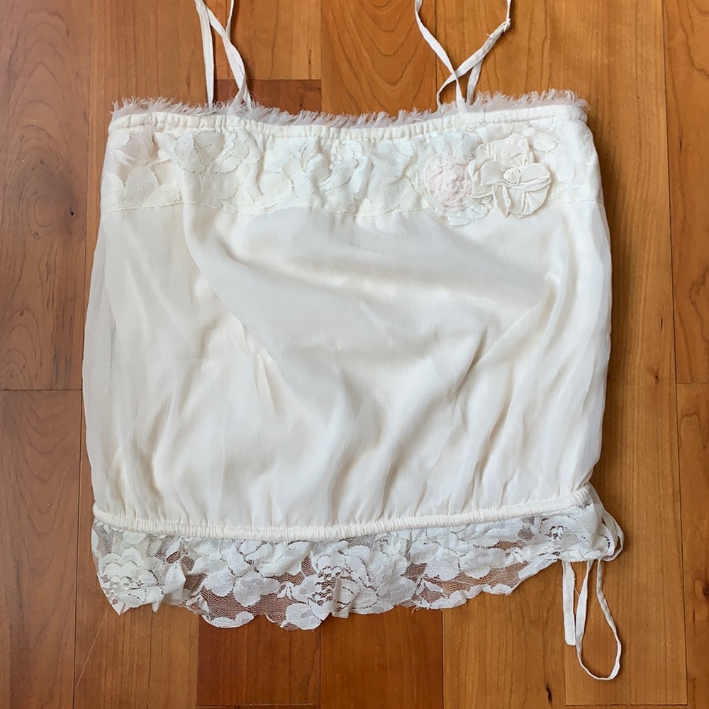 Cream colored American Eagle Strapless Crop Top